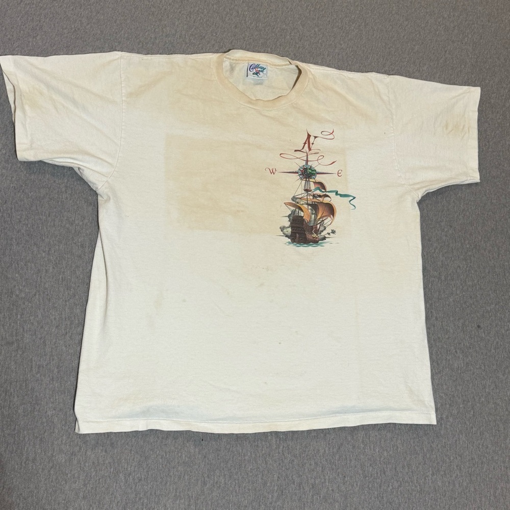 Vintage Caribbean Soul TShirt Yellow Men's XXL Graphic Single Stitch STAINS READ - Picture 3 of 8